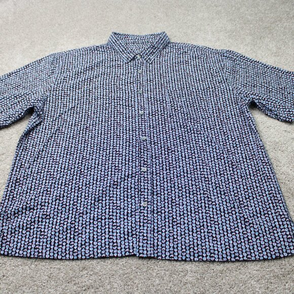 Tori Richard AOP Shirt Mens 2XL XXL Blue Beach All Over Print Stretch S/S Button - Picture 3 of 13